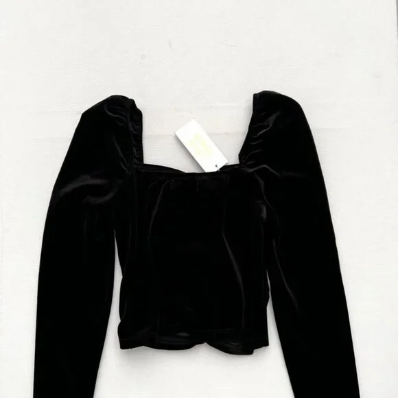 Torn by Ronny Kobo Velour Velvet Petra Top Black ( S )